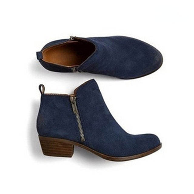Learning Ladies Ankle Boots with Block Heel and Side Zip - Marit