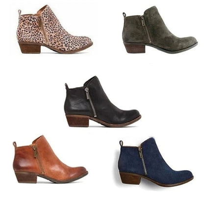 Learning Ladies Ankle Boots with Block Heel and Side Zip - Marit