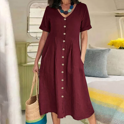Casual cotton-linen summer dress – Noor