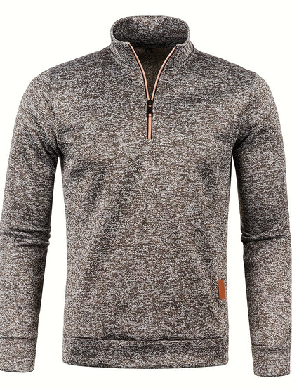Men's pullover with neck zip for autumn & winter - Matteo