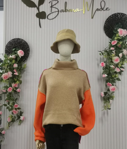 Impressive Color Block Knitted Sweater - AutumnVibe