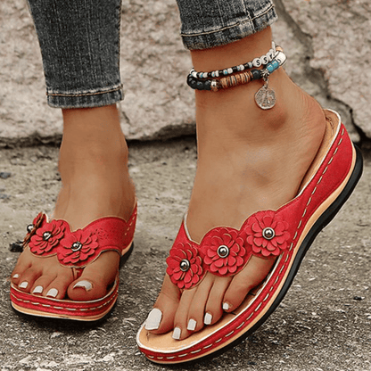 Orthopaedic ladies' sandals with floral detail – Melina