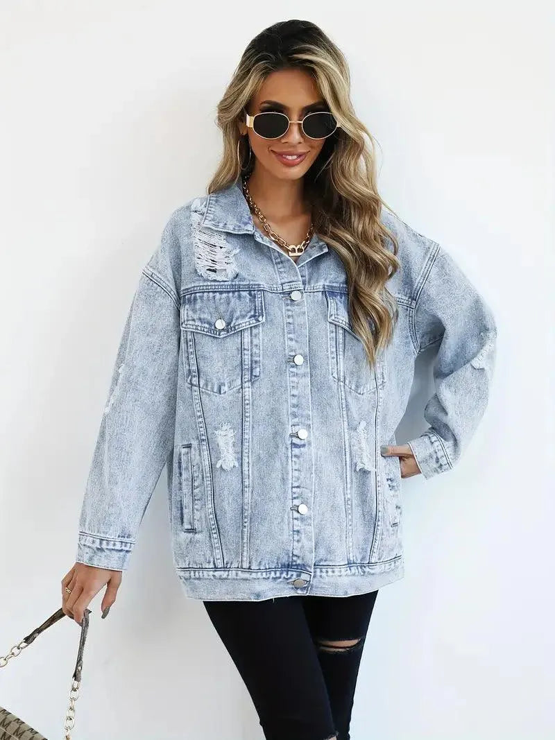 Waterproof & Lined Oversized Women's Hooded Denim Jacket – Autumn Magic Talia