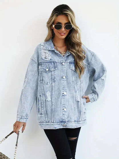 Waterproof & Lined Oversized Women's Hooded Denim Jacket – Autumn Magic Talia