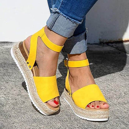 Ladies' wedge espadrille sandals with strap - Livia