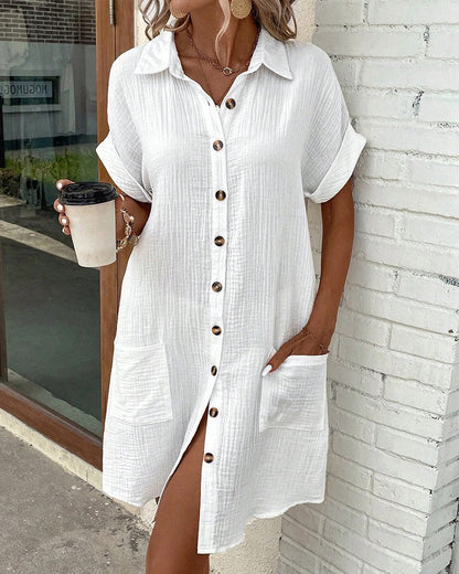 Summer dress with button fastening and short sleeves – Lotte