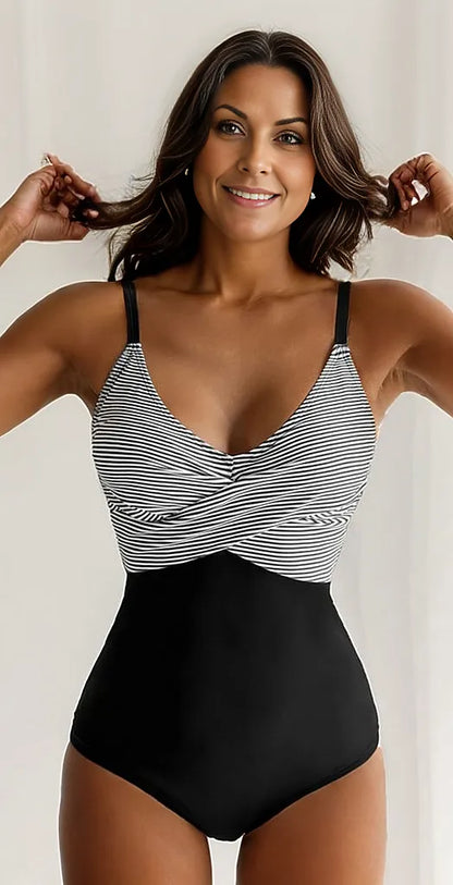 Striped swimsuit with adjustable straps – Leona