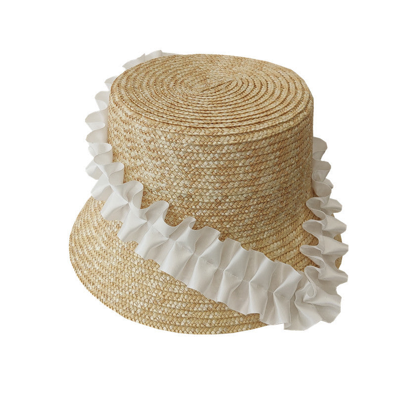 Braided summer hat with pleats and stripes – BreezyStripes