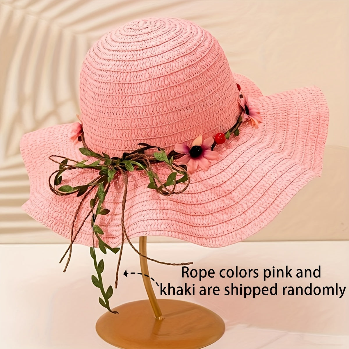 Ladies' summer straw hat with flower and fruit details – Solène