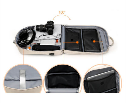 Secure anti-theft backpack with hidden zips and USB charging.