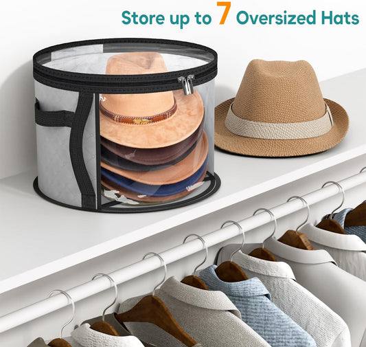 Large transparent hat storage box – organiser for wide-brimmed hats with handles (Buy 1, get 1 FREE)