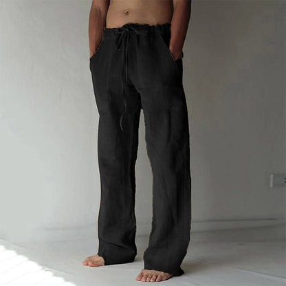 Casual men's linen trousers with a wide cut for summer – Elias