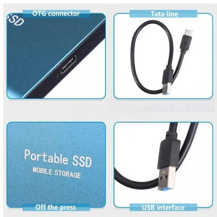 Portable High-Speed SSD Storage, USB-C 1050MB/s (2TB) 7