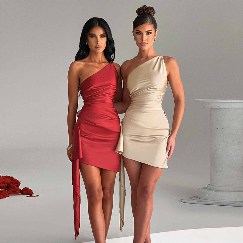 Seductive One-Shoulder Mini Dress – Aurora