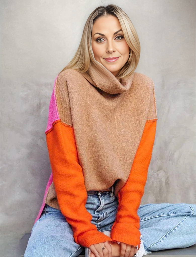 Impressive Color Block Knitted Sweater - AutumnVibe