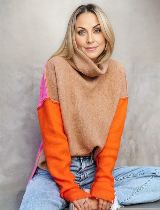 Impressive Color Block Knitted Sweater - AutumnVibe
