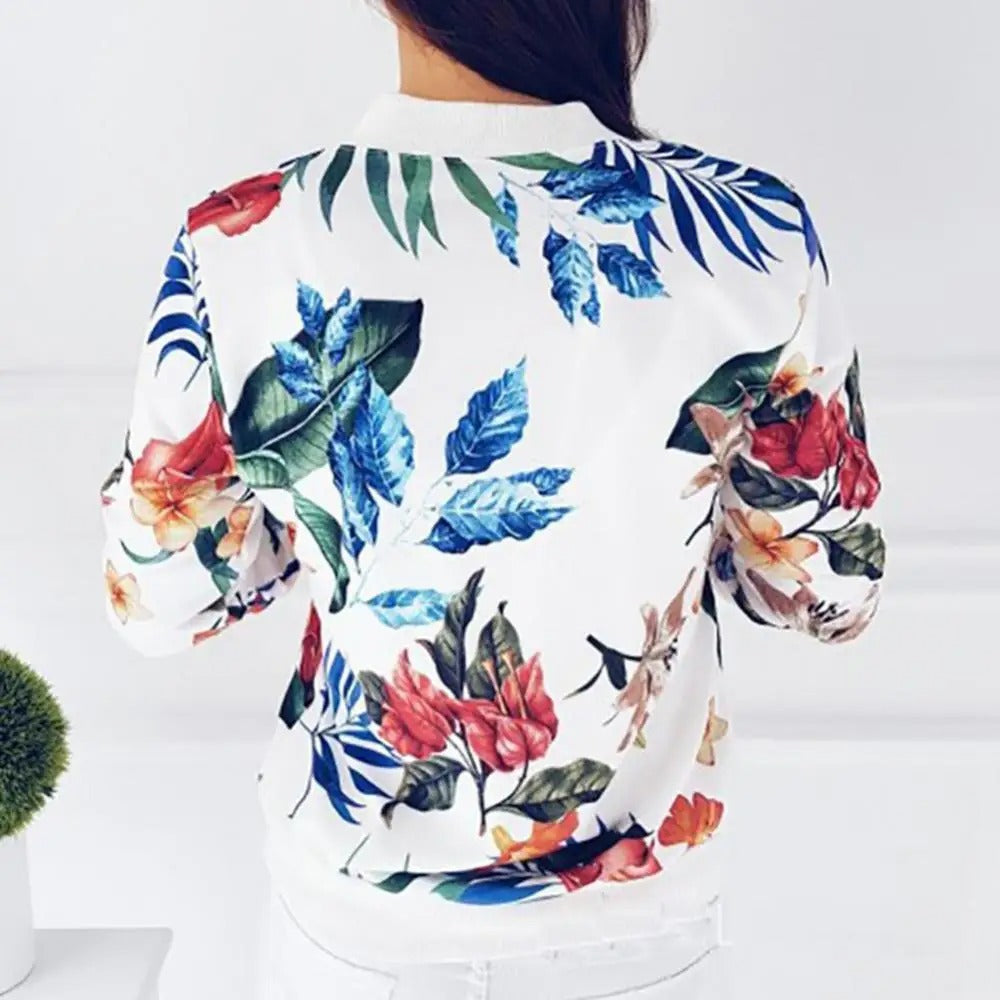 Long-sleeved women's autumn jacket with floral pattern – Liora