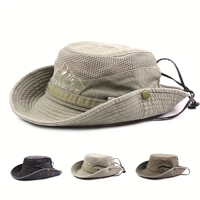 Outdoor sun hat with adjustable straps and wide brim – Solantra