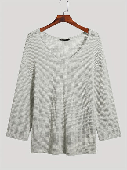 Autumnal knitted V-neck jumper for men with long sleeves – Eliott