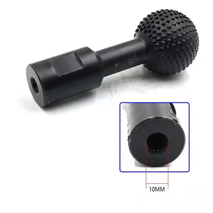 Black ball-head carving bit with an inset close-up of the threaded socket, labelled as 10 millimetres 8