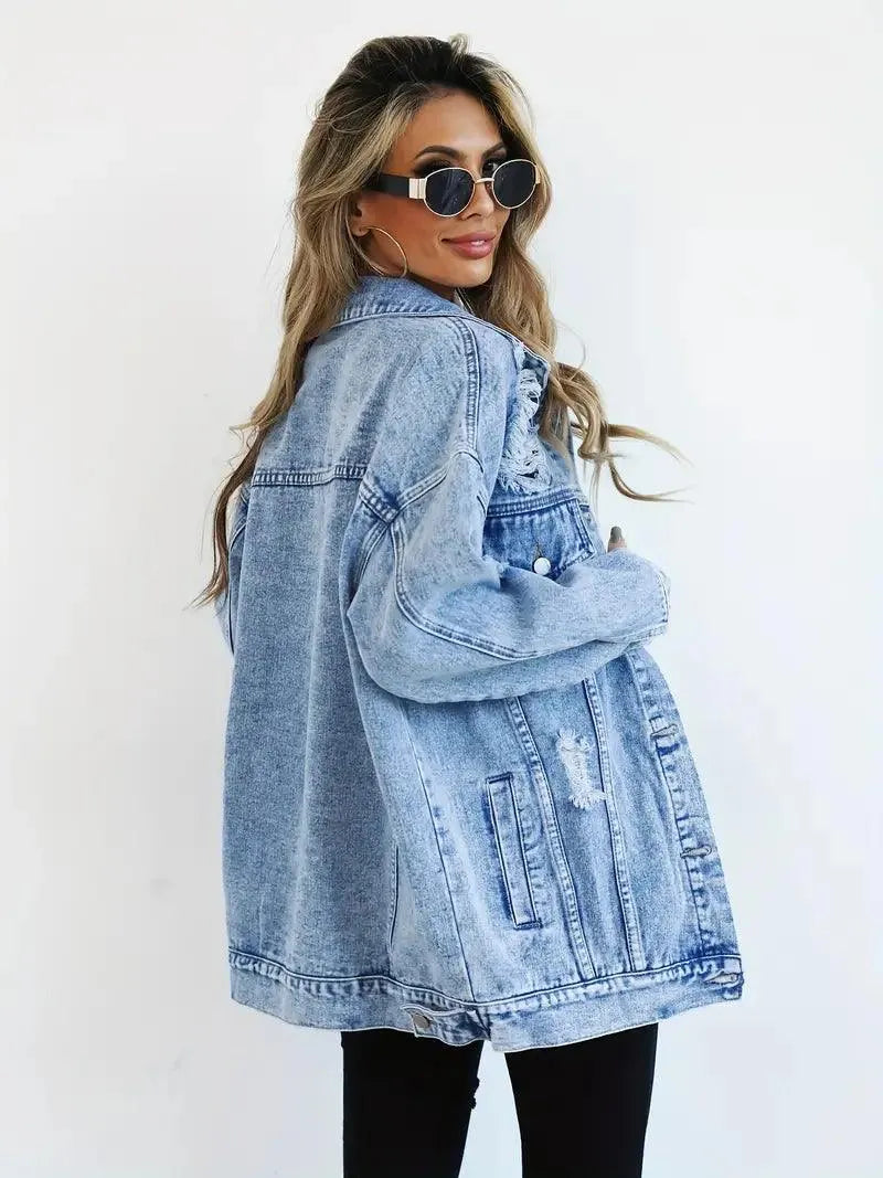 Waterproof & Lined Oversized Women's Hooded Denim Jacket – Autumn Magic Talia