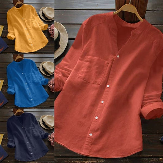Ladies Linen Shirt with Long Sleeves – Isla
