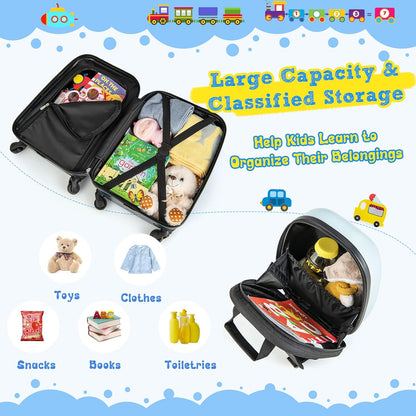 Children's 2-piece hard-shell luggage set and backpack with 360° wheels – Helicopter