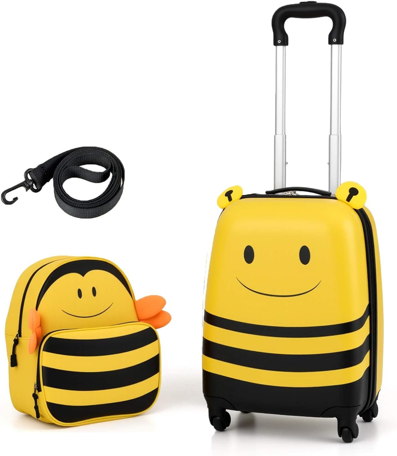 Children's 2-piece ride-on suitcase and travel backpack set with spinner wheels