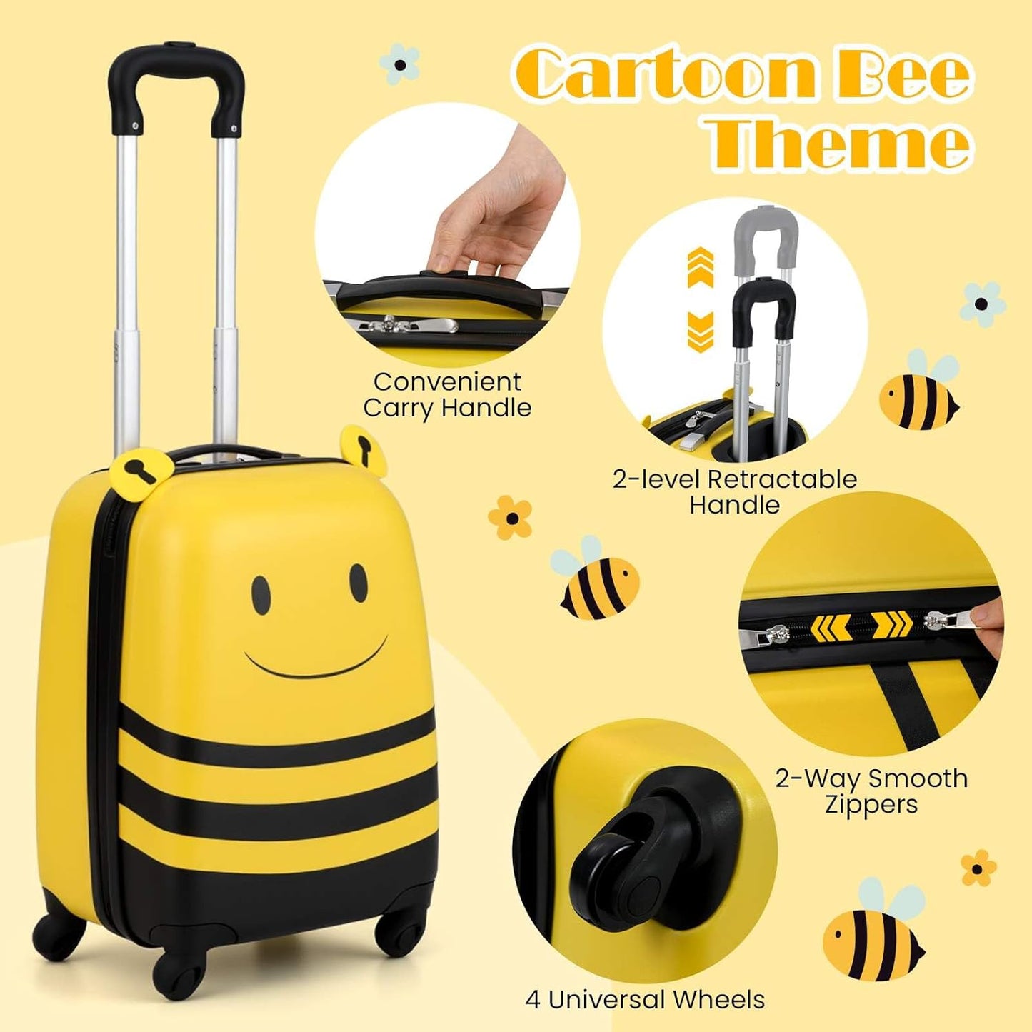 Children's 2-piece ride-on suitcase and travel backpack set with spinner wheels