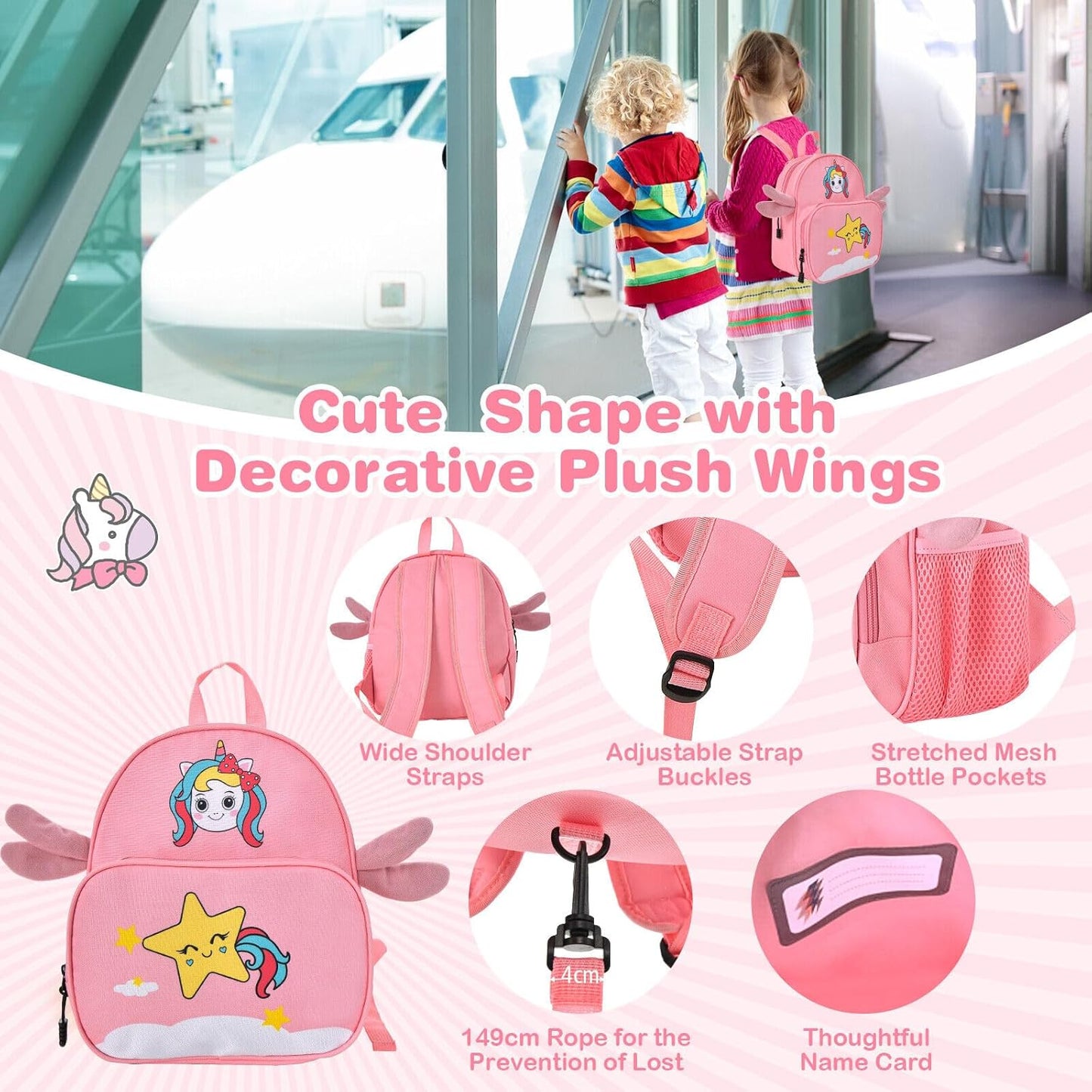 Children's 2-piece ride-on suitcase and travel backpack set with spinner wheels