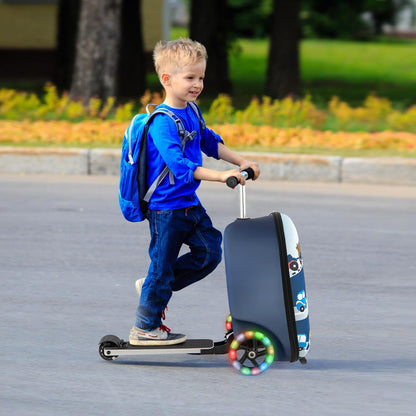 Children's 2-in-1 ride-on scooter suitcase with LED wheels