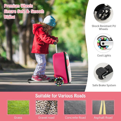 Children's 2-in-1 ride-on scooter suitcase with LED wheels