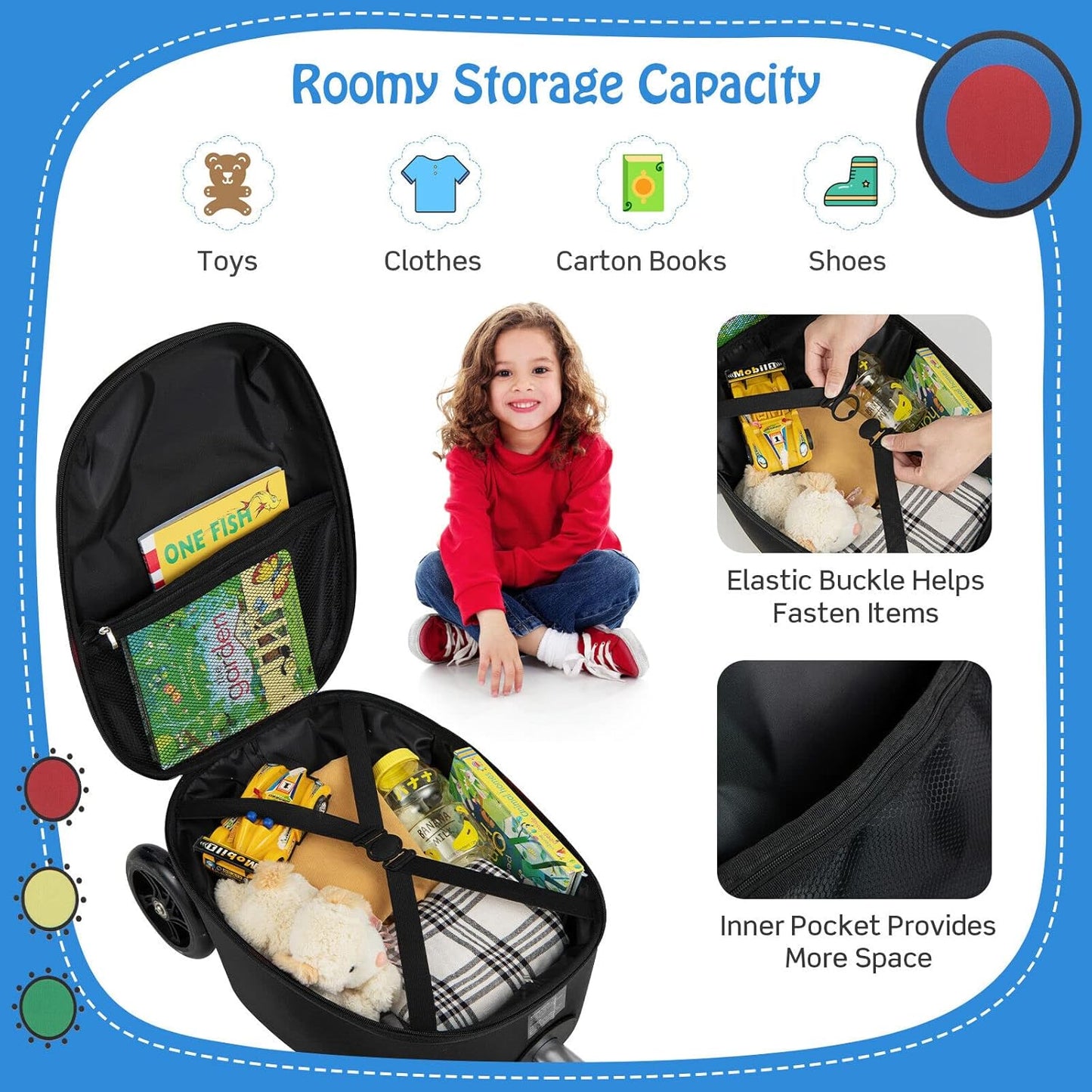 Children's 2-in-1 ride-on scooter suitcase with LED wheels