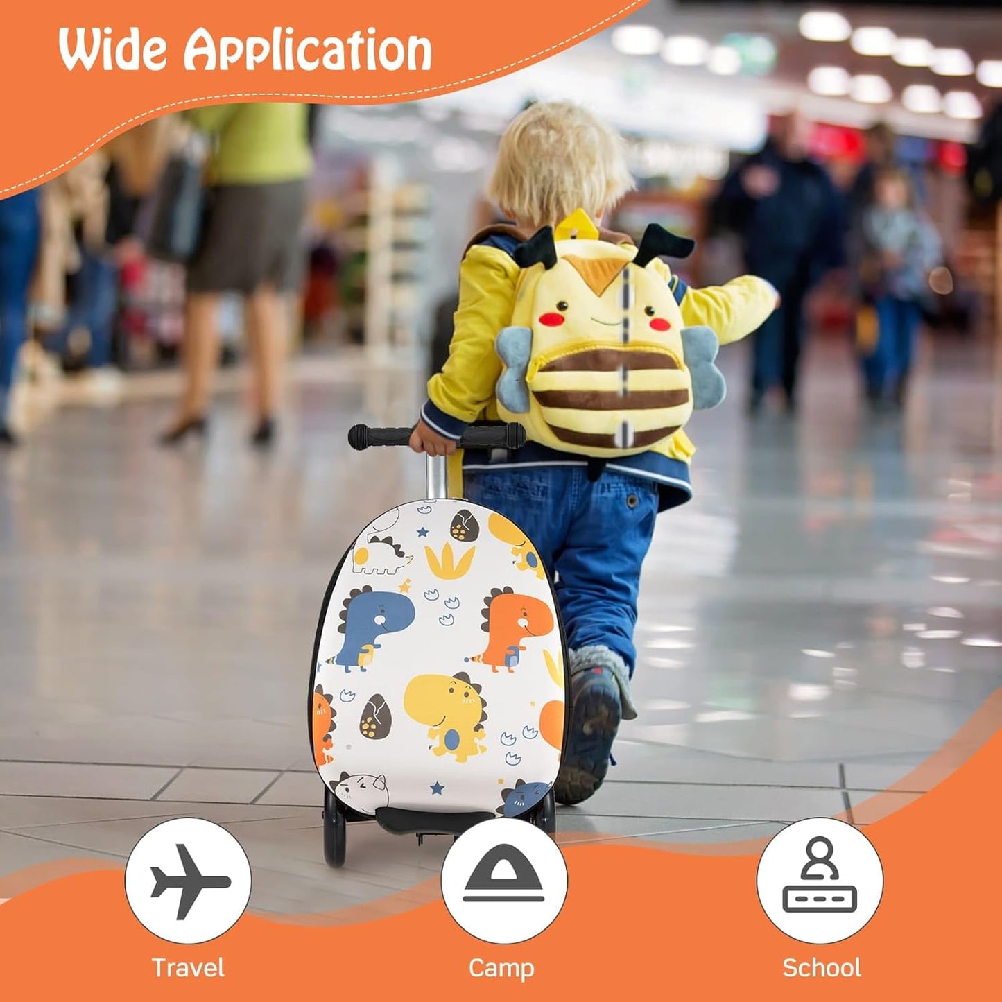 Children's 2-in-1 ride-on scooter suitcase with LED wheels