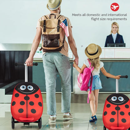 Children's 2-in-1 ride-on scooter suitcase with LED wheels
