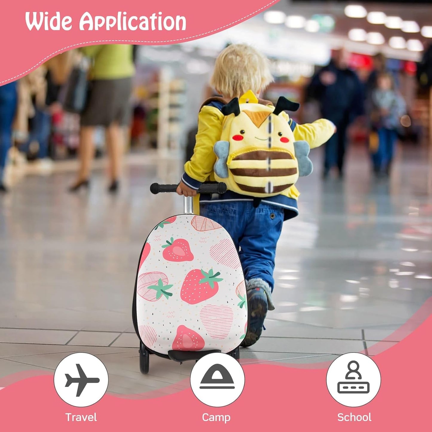 Children's 2-in-1 ride-on scooter suitcase with LED wheels