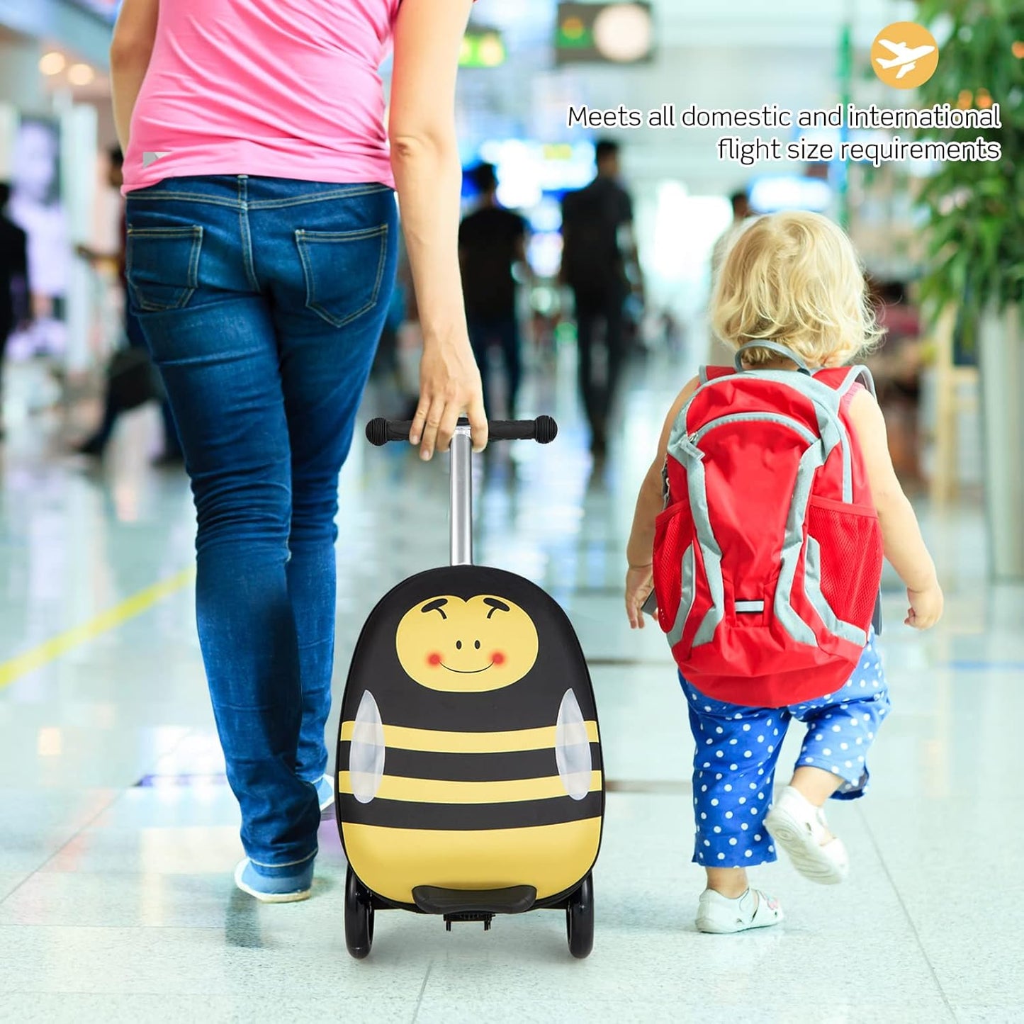 Children's 2-in-1 ride-on scooter suitcase with LED wheels