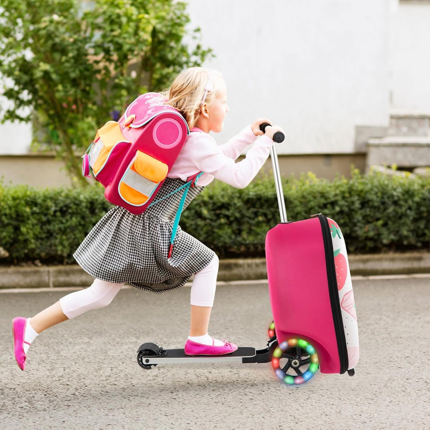 Children's 2-in-1 ride-on scooter suitcase with LED wheels