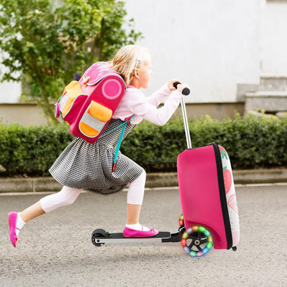 Children's 2-in-1 ride-on scooter suitcase with LED wheels