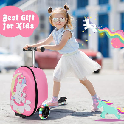 Children's 2-in-1 ride-on scooter suitcase with LED wheels