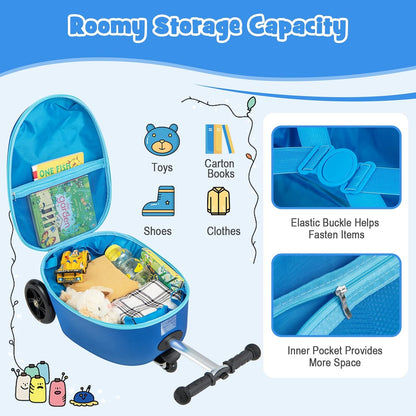 Children's 2-in-1 ride-on scooter suitcase with LED wheels