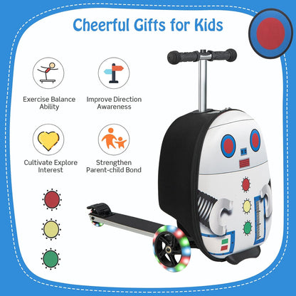 Children's 2-in-1 ride-on scooter suitcase with LED wheels
