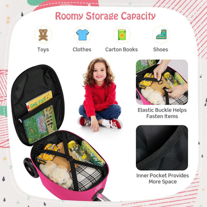Children's 2-in-1 ride-on scooter suitcase with LED wheels