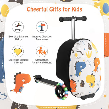 Children's 2-in-1 ride-on scooter suitcase with LED wheels