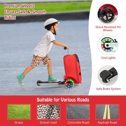 Children's 2-in-1 ride-on scooter suitcase with LED wheels