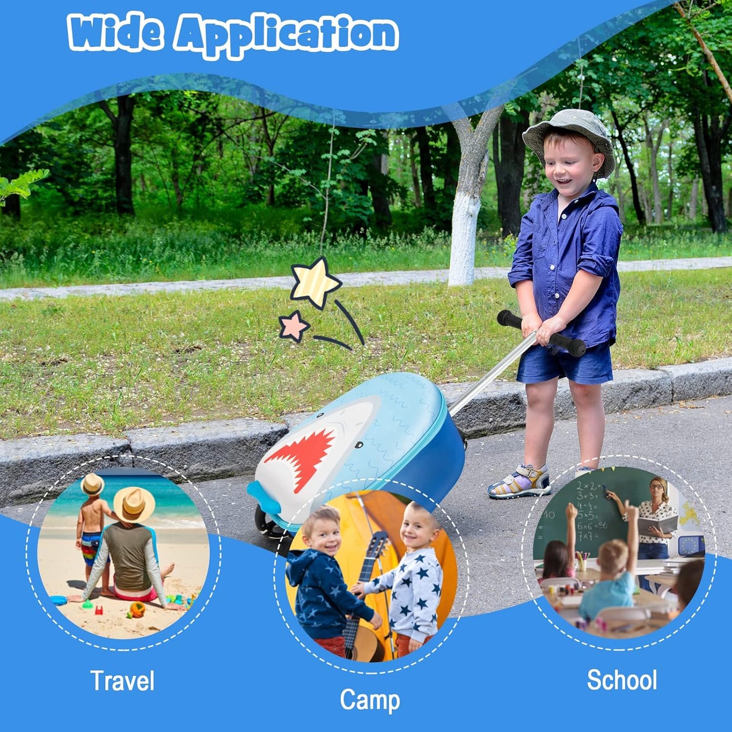 Children's 2-in-1 ride-on scooter suitcase with LED wheels