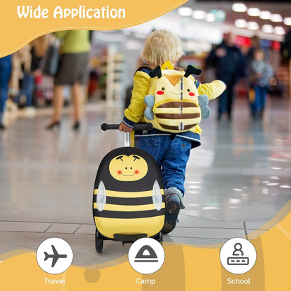 Children's 2-in-1 ride-on scooter suitcase with LED wheels