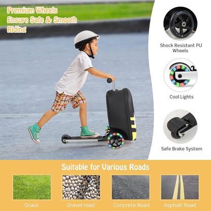 Children's 2-in-1 ride-on scooter suitcase with LED wheels