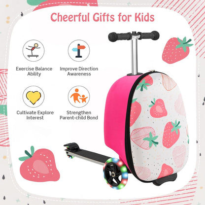 Children's 2-in-1 ride-on scooter suitcase with LED wheels