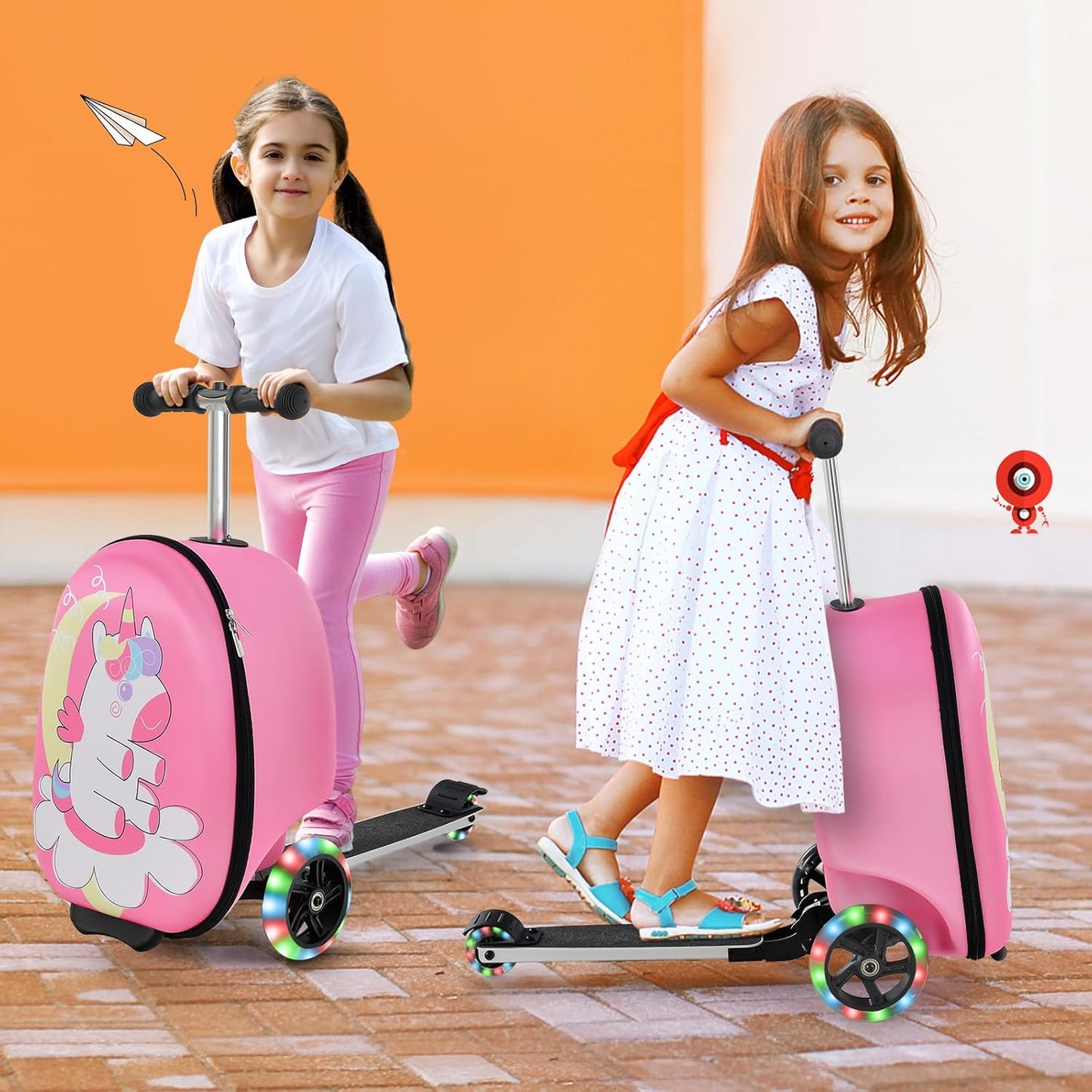 Children's 2-in-1 ride-on scooter suitcase with LED wheels